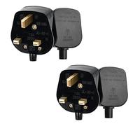 Double Dragon 13 Amp UK 3 pin Plug | Heavy Duty Rewireable Electrical Plug | Materiale durevole & Safe PC Flame Retardant | BS1363 & BSI Certified | Cord Grip for Secure Wiring (Pack of 2, Black)