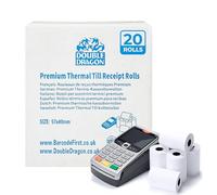 Double Dragon, 20 rotoli di carta termica per ricevute, 57 x 40 mm, per macchine per carte di credito e terminali PDQ, compatibile con Ingenico, Verifone, Barclays, Pax, Worldpay, Sagem, Spire, senza