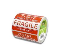 Double Dragon, 500 Etichette, 2x3 Pollici, Adesivo Fragile, Adesivo Handle with Care, Etichetta di Avviso Rossa, Adesivo con Forte Adesione (Dimensione: 2 x 3 Pollici / 50 x 76 mm)