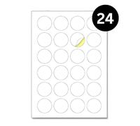 Double Dragon, 600 etichette adesive rotonde bianche opache rotonde da 44 mm su fogli A4, 24 adesivi per foglio A4 [25 fogli]