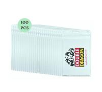 Double Dragon, Confezione da 100 porta badge, in plastica trasparente di alta qualità, impermeabili, con chiusura a zip