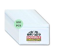 Double Dragon, Confezione da 100 porta badge orizzontali in plastica trasparente di alta qualità, impermeabili, porta badge con chiusura lampo