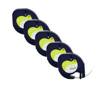 Double Dragon, Confezione da 5 Nastri Compatibili di Ricambio per Dymo LetraTag Plastica Bianca 91201 S0721610, per Dymo LetraTag LT-100H LT-100T LT-110T QX50 XR XM 200B 2000 Plus, 12mm x 4m
