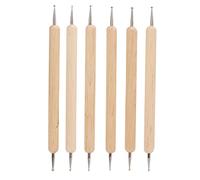 Double End Tracing Dotting Stylus Engraving Stylus Set Indentation Pens Dotting Pen Composite Wood Stainless Steel Leather Craft Tools for DIY Leather Craft Professionals 6 Pieces