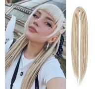 Double Ended Dreadlock Extensions 24 Inch Blonde Dreads Set Synthetic Hippie Style Dreads 10 Strands Handmade Dreads(24Inch Straight,613#)
