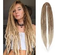 Double Ended Dreadlock Extensions 24 Inch Light Brown to Blonde Dreads Set Synthetic Hippie Style Dreads 10 Strands Handmade Dreads(24Inch Straight,27/613#)