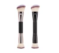 Double-Ended Foundation and Powder Makeup Brush, Soft Face Tool for Blending, Contouring, Setting, Concealer Application, Compact Design for Travel or Daily Use, 17.5x4cm