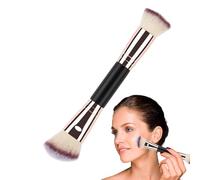 Double-Ended Foundation and Powder Makeup Brush, Soft Face Tool for Blending, Contouring, Setting, Concealer Application, Compact Design for Travel or Daily Use, 17.5x4cm