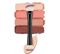 Double-Ended Foundation and Powder Makeup Brush, Soft Face Tool for Blending, Contouring, Setting, Concealer Application, Compact Design for Travel or Daily Use, 17.5x4cm