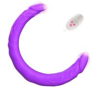 Double Ended Vibrating Silicone Dildo 17.6in 10 Vibe Modes Wireless Waterproof Lesbian Couples Violet