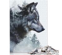 Double Exposure Wolf Puzzle Impossibili 1000Pcs Decorazione Per La Casa. Rilassamento E Intelligence Per Adulti E Ragazzi Da 14 Anni 1000pcs (75x50cm)