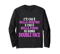 Double Face Scritte Divertenti Ironiche Bella Dentro Fuori Maglia a Manica
