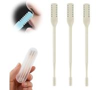 double-face, taglia manuale, portatile, girevole a 360°, con pulisci-orecchie (beige, 3 pezzi)