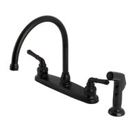 Double Handle 8 Centerset Kitchen Faucet With Side Sprayer In Matte Black Finish For Modern Kitchen Remodeling