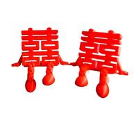 Double Happiness, ornamento in plastica, decorazione per matrimonio per camera da letto, soggiorno, decorazione da tavolo e decorazione per festival, matrimonio rosso