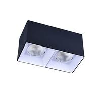 Double Head LED Square Panel Mounted Spotlights Aluminum Recessed Ceiling Downlight Ultra Bright Anti-Dazzle Commercial Directional Recessed Lights Decoration,Black-White Light_7w