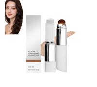 Double-Headed Lightweight Foundation Stick,Color Changing Foundation Stick,Color Adapting foundation stick with Brush,2-in-1 Dual Head Cover Cream,Makeup color Changing Concealer (Dark Skin)