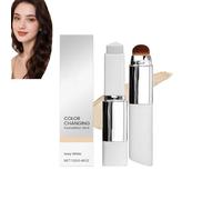 Double-Headed Lightweight Foundation Stick,Color Changing Foundation Stick,Color Adapting foundation stick with Brush,2-in-1 Dual Head Cover Cream,Makeup color Changing Concealer (Ivory White)