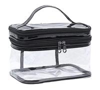 Double Layer Clear Cosmetic Bag, Large Transparent Travel Toiletry Bag, Waterproof Zipper Makeup Organizer, Portable Handle, Brushes, Beauty Tools, Liquid Bottle