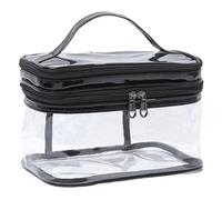 Double Layer Clear Cosmetic Bag, Large Trasparente Travel Toiletry Bag, Waterproof Zipper Makeup Organizer, Handle portatile, Brushes, Beauty Tools, Liquid Bottle, Nero , Se référer au descriptif,