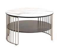 Double-Layer Coffee Table Low Table Hollow Bracket End Table Home Living Room Office Light Luxury Iron Round Tea Table