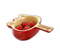 Double Layer Drain Basket - PP, Cat Shaped Colander, Ergonomic Handle | Fruit Washing Bowl, Vegetable Strainer, Kitchen Drain Basket For Strawberries Tomatoes Grapes Lettuce Home Restaurant Use