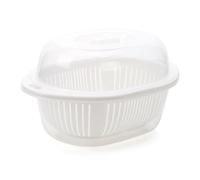 Double Layer Draining Basket with Transparent Cover Vegetable Fruits Washing Basket Organizer for Kitchen (L Bianco)