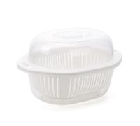 Double Layer Draining Basket with Transparent Cover Vegetable Fruits Washing Basket Organizer for Kitchen (Piccolo bianco)