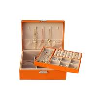 Double-Layer Jewelry Storage Box Portable Travel Holder Organizer Ring Necklace Jewellery Jewlery Display per Gioielli e Orecchini(Orange)