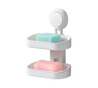 Double Layer Soap Dish Vacuum Suction Cup Soap Holder with Drain Soap Saver Tray Bar Soap Sponge Holder for Shower, Bathroom
