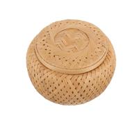 Double-Layered Bamboo Storage Basket with Lid for Organizing Snacks 4.3X4.3X3.3In Lightweight 1Pcs