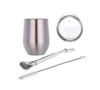 Double- Less Yerba Gourd Mate Tea Set Mate Tea with Lid Spoon Straw Boma Hea Fian