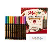 Double Line Markers 12 Piece Christmas Drawing Pens Smooth Odorless
