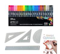 Double Lined Outline Markers, Double Lined Glitter Writing Pens, Outline Drawing Pens, Glitter Writing Drawing Pens, Art Outline Markers, Writing And Drawing Outline Pens With Ruler For Greeting Cards