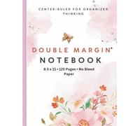 Double Margin Lined Notebook 8.5 x 11 Unique Center Ruled Paper for Writing Note Taking and Journaling 125 Pages No Bleed