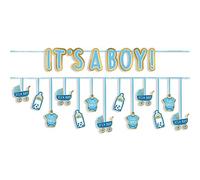 Double Paper Banner Multi-Pack, 12' x 5.5" (2 Count) - Perfect for Baby Showers, Gender Reveals & Newborn Celebrations, It's A Boy, Blue