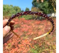 Double Row - Fascia per capelli, in metallo, con pietre naturali, accessorio per capelli, per capelli, per donne, ragazze, Natale, melograno