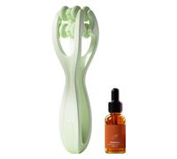 Double Row Hand Roller, Finger Massager, Portable Finger Massage Tool with Oil, Ergonomic Grip Handle for Home or Travel Use, 6.3x1.42 Inches Silicone ABS 90g