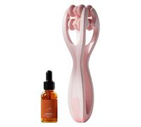 Double Row Hand Roller, Finger Massager, Portable Finger Massage Tool with Oil, Ergonomic Grip Handle for Home or Travel Use, 6.3x1.42 Inches Silicone ABS 90g