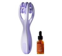 Double Row Hand Roller, Finger Massager, Portable Finger Massage Tool with Oil, Ergonomic Grip Handle for Home or Travel Use, 6.3x1.42 Inches Silicone ABS 90g