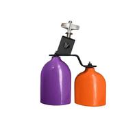 Double Sambago Bell Latin Music Mounted Bells High Low Cowbell Sound Knocker Drum Percussion Instrument Accessory(Purple with orange)