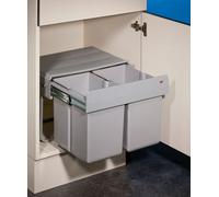 Double Shorty 1 Bidone Rifiuti Con Coperchio a Pressione Grigio Alluminio