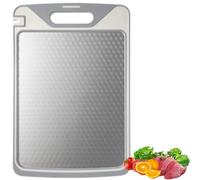 Double-Sided Aluminum Cutting Board Cutting Board,304 Stainless Steel Cuttings Boards for Home Kitchen Cooking,Food-Grade Wheat Straw PP Chopping Boards with Juice Groove,Easy to Clean (Small)