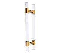 Double Sided Barn Door Push Bar,Door Pull Transparent Sliding Door Handles Pull, Interior/Exterior Round Doors Grab for Home Shop Office Decoration(Gold,120cm/47inch)