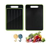 Double-Sided Cutting Board,Aluminum Alloy Rapid Thawing and Grinding Plate with Knife Sharpener,Kitchen Multi - Functional Defrosting Tray Cutting Board,for Meat,Vegetables,Cheese (black, L)