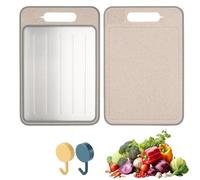 Double-Sided Cutting Board,Aluminum Alloy Rapid Thawing and Grinding Plate with Knife Sharpener,Kitchen Multi - Functional Defrosting Tray Cutting Board,for Meat,Vegetables,Cheese (khaki, S)