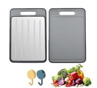 Double-Sided Cutting Board,Aluminum Alloy Rapid Thawing and Grinding Plate with Knife Sharpener,Kitchen Multi - Functional Defrosting Tray Cutting Board,for Meat,Vegetables,Cheese (grey, L)