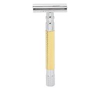 Double Sided Manual Shaver | Long Handle Zinc Alloy Handheld Shaver for Men | Smooth Shave Without Irritation/Secure Grip/Ergonomic Design | Cutting Unit Not Included (Gold)
