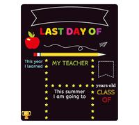 Double-Sided School Board - Reusable Chalkboard Sign | 10" x 12" Back to School Display for Children, Perfect for First Day, Last Day, Classroom Decoration, Photo Props, Milestone Tracking, and Create