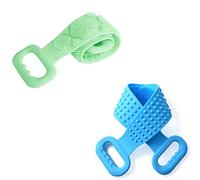 Double-Sided silicone naturale Spazzola Strofinare, pigro silicone sfregamento asciugamano, Strofinare strumento adatto for gli anziani, i bambini, ecc (23,6 * 4.3in, 2PCS) (Color : Green)